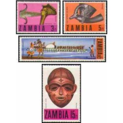 4 عدد تمبر هنر محلی - زامبیا 1970