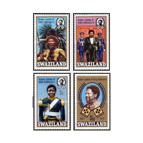 4 عدد تمبر 50مین سالگرد جلوس سلطنت شاه سوبهوزا دوم - سوایزلند 1971