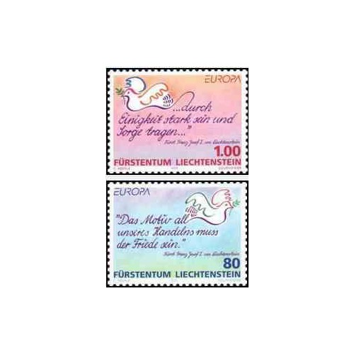 2 عدد تمبر مشترک اروپا - Europa Cept - صلح و آزادی - لیختنشتاین 1995
