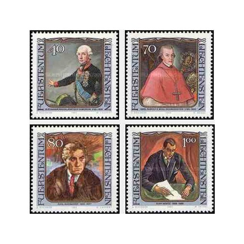 4 عدد تمبر پرتره مهمانان مشهور در لیختنشتاین - تابلو نقاشی - لیختنشتاین 1984
