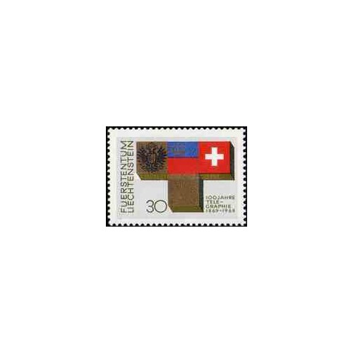 1 عدد تمبر صدمین سالگرد تلگراف - لیختنشتاین 1969