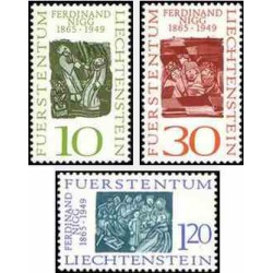 3 عدد تمبر صدمین سالگرد تولد فردیناند نیگ - لیختنشتاین 1965    