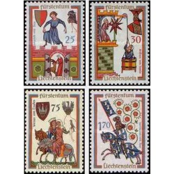 4 عدد تمبر حفظی خوانان - تابلو نقاشی - لیختنشتاین 1963