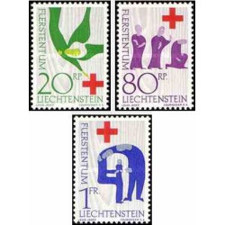 3 عدد تمبر صدمین سالگرد صلیب سرخ بین المللی - لیختنشتاین 1963  