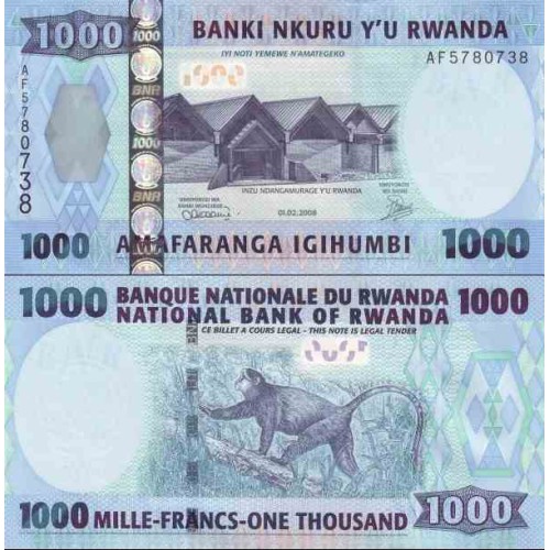 اسکناس 1000 فرانک - رواندا 2008