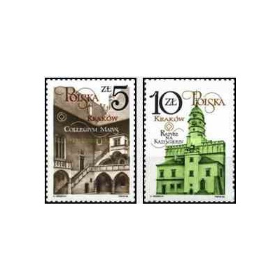 2 عدد تمبر بناهای تاریخی حافظت شده کراکوف - لهستان 1986
