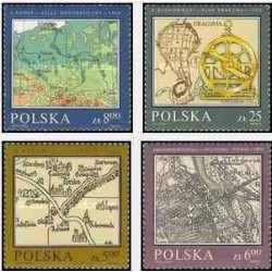 4 عدد تمبر نقشه های تاریخی - لهستان 1982