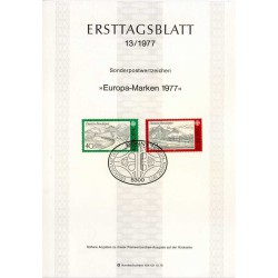 برگه اولین روز انتشار تمبرهای اروپا - مناظر - جمهوری فدرال آلمان 1977