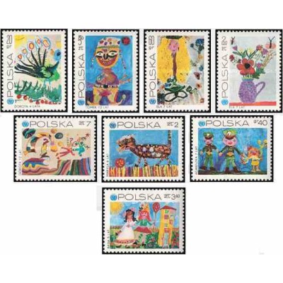 8 عدد تمبر 25مین سالگرد صندوق کودکان سازمان ملل متحد در یونیسف - نقاشی - لهستان 1971