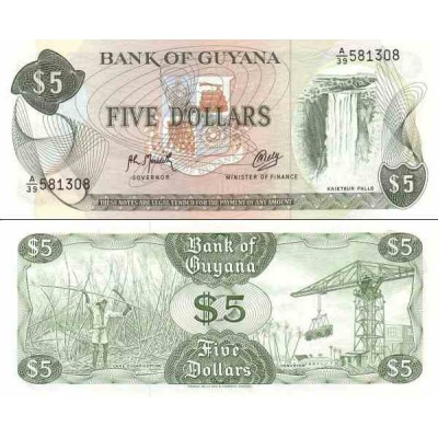 اسکناس 5 دلار - گویانا 1992