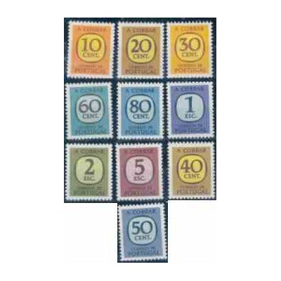 10 عدد تمبر سری پستی - بدهی هزینه ی پستی - پرتغال 1967