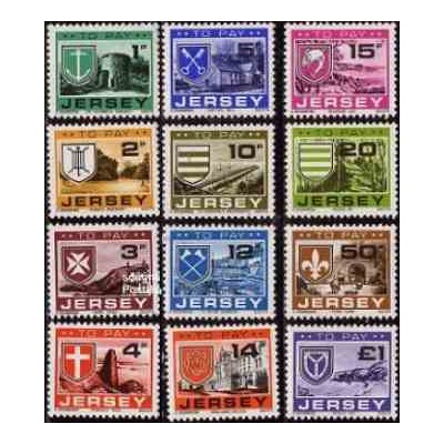 12 عدد تمبر سری پستی - کسر هزینه پستی - جرسی 1978