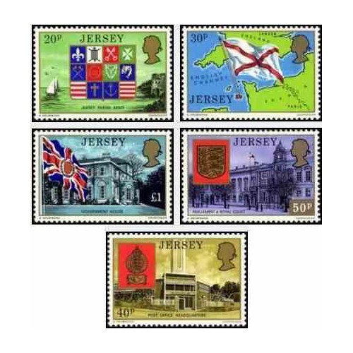 5 عدد تمبر سری پستی - نشان ملی - جرسی 1976 قیمت 8.2 دلار