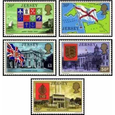 5 عدد تمبر سری پستی - نشان ملی - جرسی 1976 قیمت 8.2 دلار