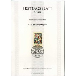 برگه اولین روز انتشار تمبر افسانه "تا اولن اشپیگل" - جمهوری فدرال آلمان 1977