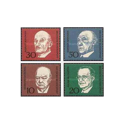 4 عدد تمبر نسخه یادبود کنراد آدناور - صدر اعظم آلمان - جمهوری فدرال آلمان 1968