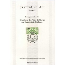 برگه اولین روز انتشار تمبر تقدیس شورای اروپا در استراسبورگ - جمهوری فدرال آلمان 1977