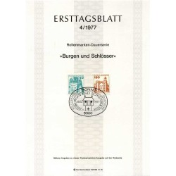 برگه اولین روز انتشار تمبرهای سری پستی کاخ ها و قلعه ها - 40 و 190 - جمهوری فدرال آلمان 1977