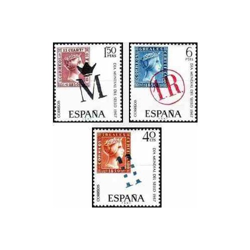 3 عدد تمبر روز جهانی تمبر - اسپانیا 1967