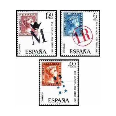 3 عدد تمبر روز جهانی تمبر - اسپانیا 1967