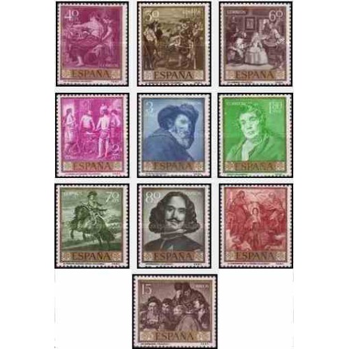 10 عدد تمبر روز تمبر - تابلوهای نقاشی اثر دیگو رودریگوئز سیلوا ولازکوئز - اسپانیا 1959