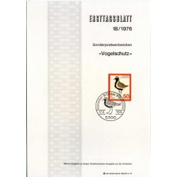 برگه اولین روز انتشار تمبر حفاظت از پرندگان - جمهوری فدرال آلمان 1976