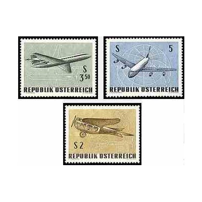 3 عدد تمبر هواپیما - نمایشگاه بین المللی هوایی (IFA) وین - اتریش 1968