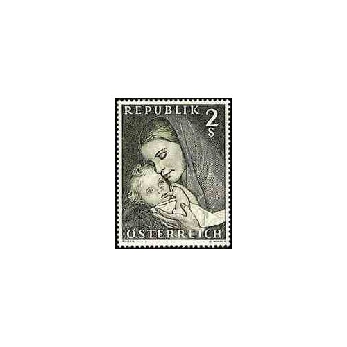 1 عدد تمبر روز مادر - تابلو نقاشی - اتریش 1968