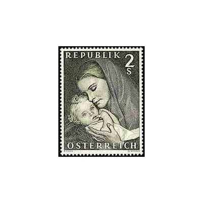 1 عدد تمبر روز مادر - تابلو نقاشی - اتریش 1968