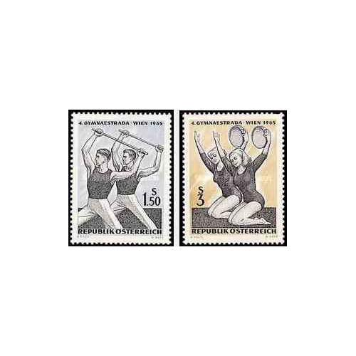 2 عدد تمبر چهارمین مسابقات ژیمناستیک - اتریش 1965