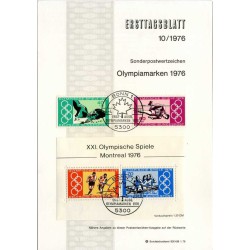 برگه اولین روز انتشار تمبرهای بازی های المپیک - مونترال، کانادا - جمهوری فدرال آلمان 1976