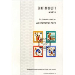 برگه اولین روز انتشار تمبر خوابگاه جوانان - ورزشی - جمهوری فدرال آلمان 1976