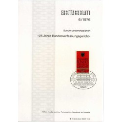 برگه اولین روز انتشار تمبر بیست و پنجمین سالگرد تشکیل دادگاه قانون اساسی - جمهوری فدرال آلمان 1976
