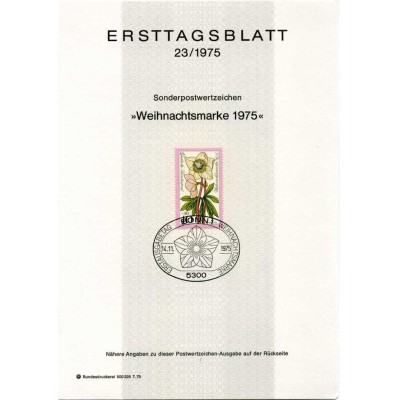 برگه اولین روز انتشار تمبر تمبر کریسمس - جمهوری فدرال آلمان 1975