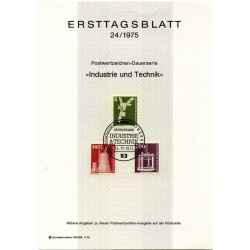 برگه اولین روز انتشار تمبرهای سری پستی صنعت و تکنیک - 5 و 140 و 200 - جمهوری فدرال آلمان 1975