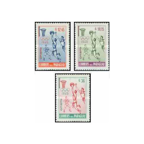 3 عدد تمبر پست هوایی - بازیهای المپیک - رم ، ایتالیا - پاراگوئه 1960   