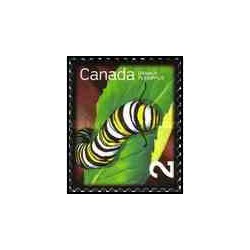 1 عدد تمبر حشرات مفید -کرم کاترپیلار - کانادا 2009