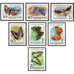 7 عدد تمبر پروانه ها - مجارستان 1959 قیمت در سایتهای خارجی 10.5 دلار