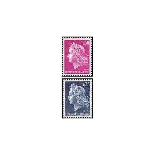 2 عدد تمبر سری پستی - ماریان - فرانسه 1967