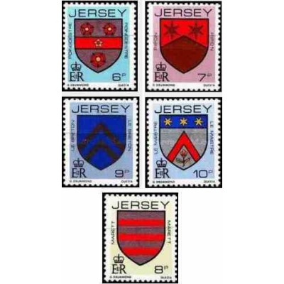 5 عدد تمبر سری پستی - نشانها - جرسی 1981