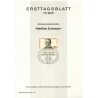 برگه اولین روز انتشار تمبر صدمین سالگرد تولد ماتیاس ارزبرگر، سیاستمدار - جمهوری فدرال آلمان 1975