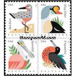 4 عدد تمبر پرندگان ساحلی - آمریکا 2015  