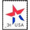 1 عدد تمبر سری پستی - ستاره - خودچسب - آمریکا 2002