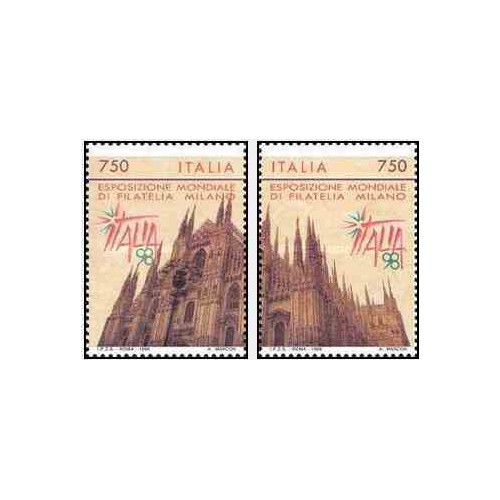 2 عدد تمبر نمایشگاه بین المللی تمبر شناسی - ایتالیا " 98 - ایتالیا 1996      