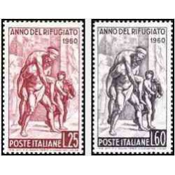 2 عدد تمبر سال جهانی پناهندگان - ایتالیا 1960