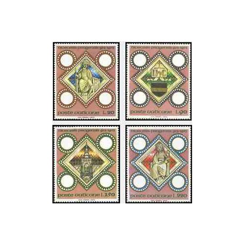 4 عدد تمبر 1000مین سالگرد اسقف لاتین در پراگ - واتیکان 1973