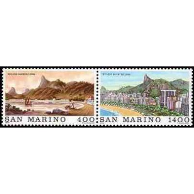  2 عدد تمبر شهرهای جهان - ریو دو ژانیرو - سان مارینو 1983    