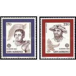2 عدد تمبر مشترک اروپا - Europa Cept - شخصیتها - سان مارینو 1980