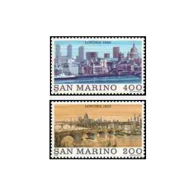2 عدد تمبر شهرهای جهان - لندن - سان مارینو 1980