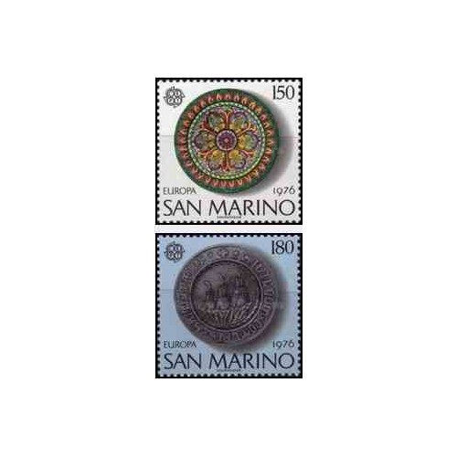 2 عدد تمبر مشترک اروپا - Europa Cept - صنایع دستی - سان مارینو 1976